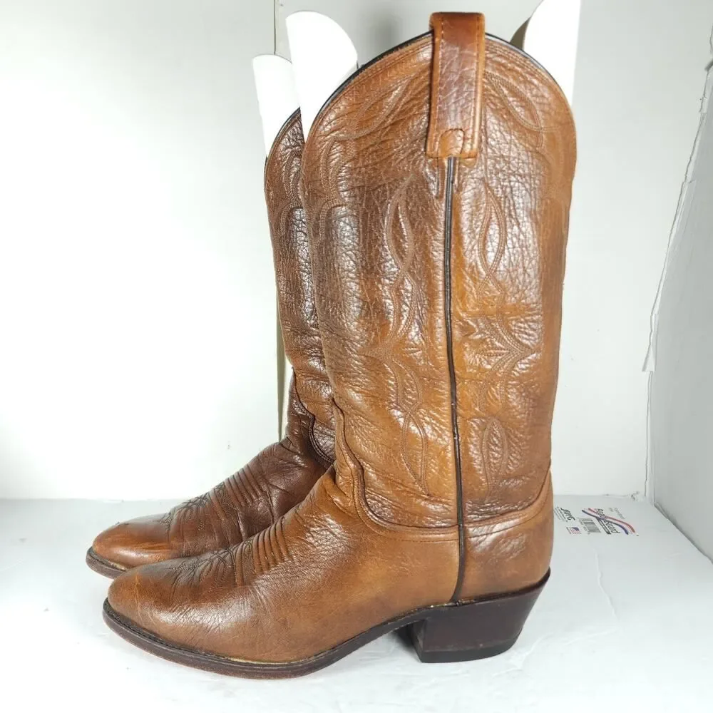 Dan Post Men's US 8,5D Leather Brown PullOn Cowboy Western Boots